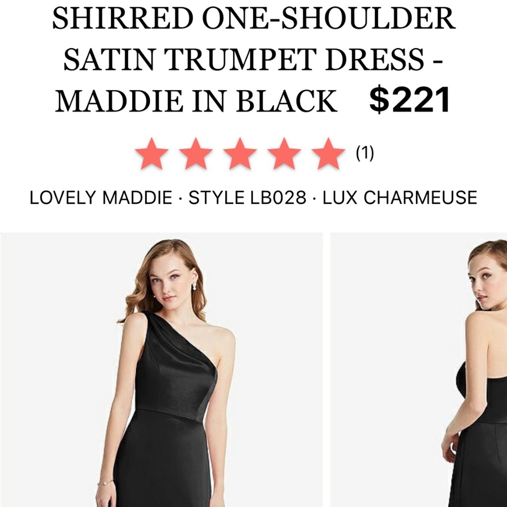 Dessy brand formal black one shoulder dress